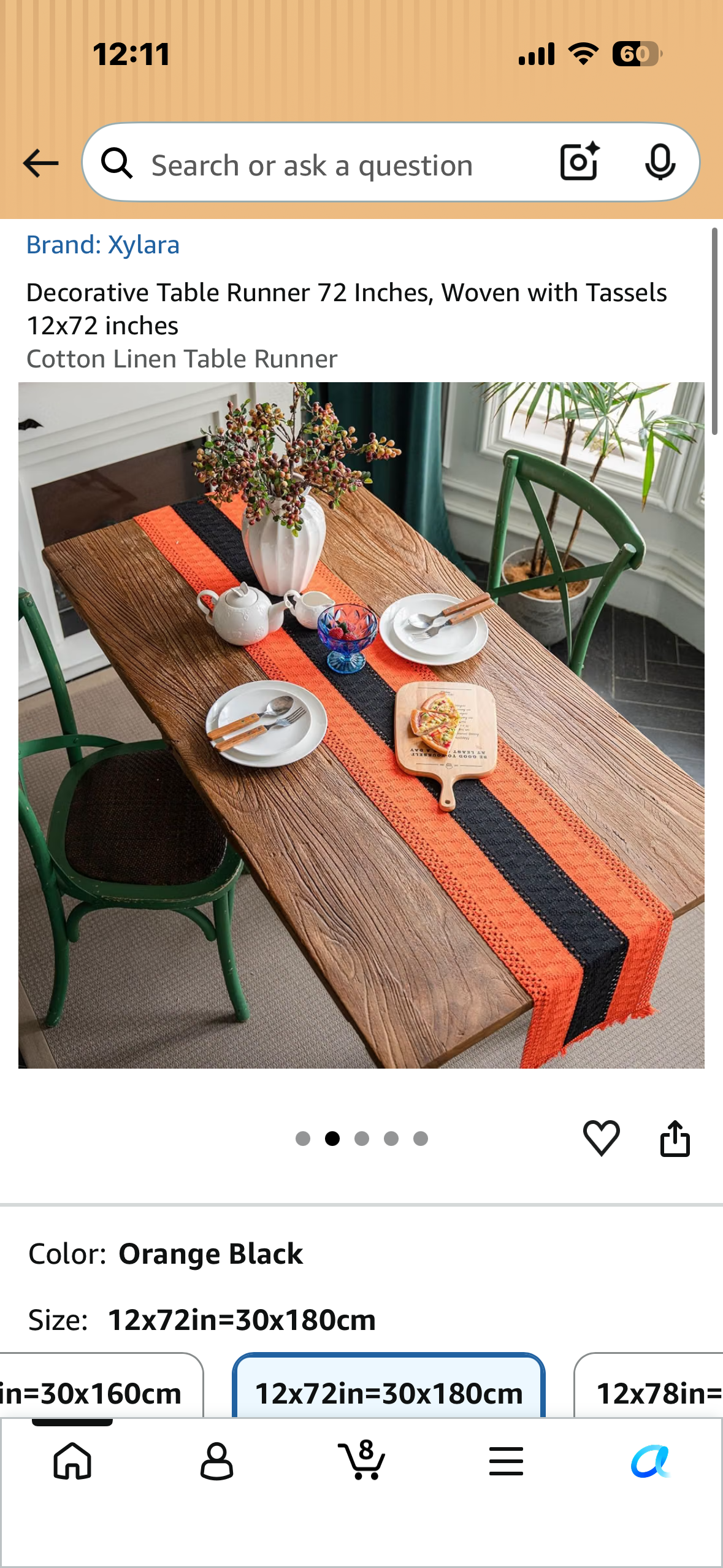 Festive Decorative Table Runner, Woven with Tassels 12”x72”, Cotton Linen Table Runner
