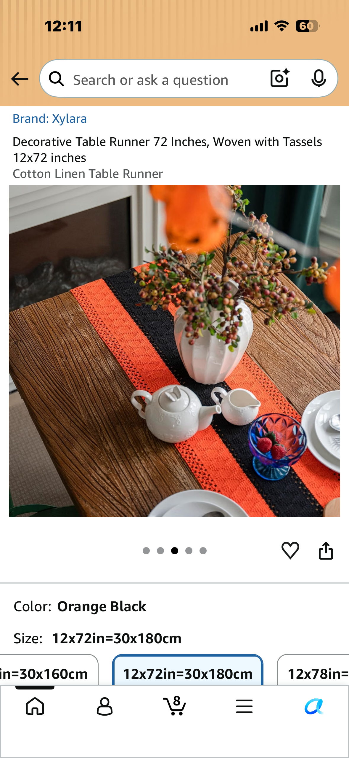 Festive Decorative Table Runner, Woven with Tassels 12”x72”, Cotton Linen Table Runner