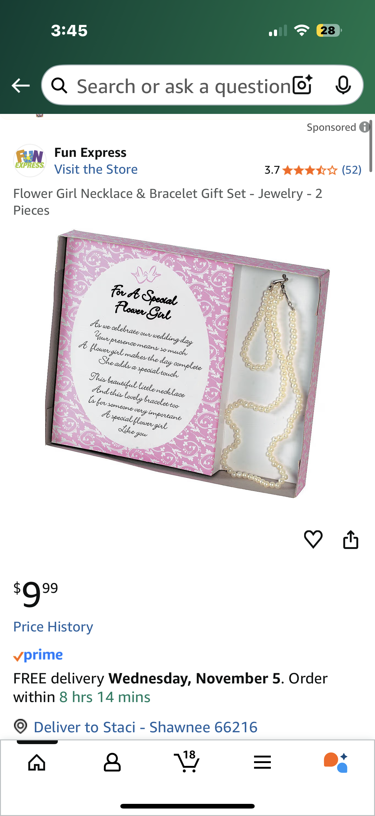 Flower Girl Necklace & Bracelet Gift Set - Jewelry - 2 Pieces