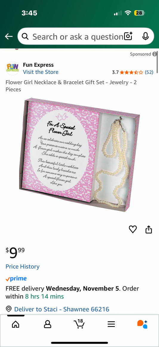 Flower Girl Necklace & Bracelet Gift Set - Jewelry - 2 Pieces