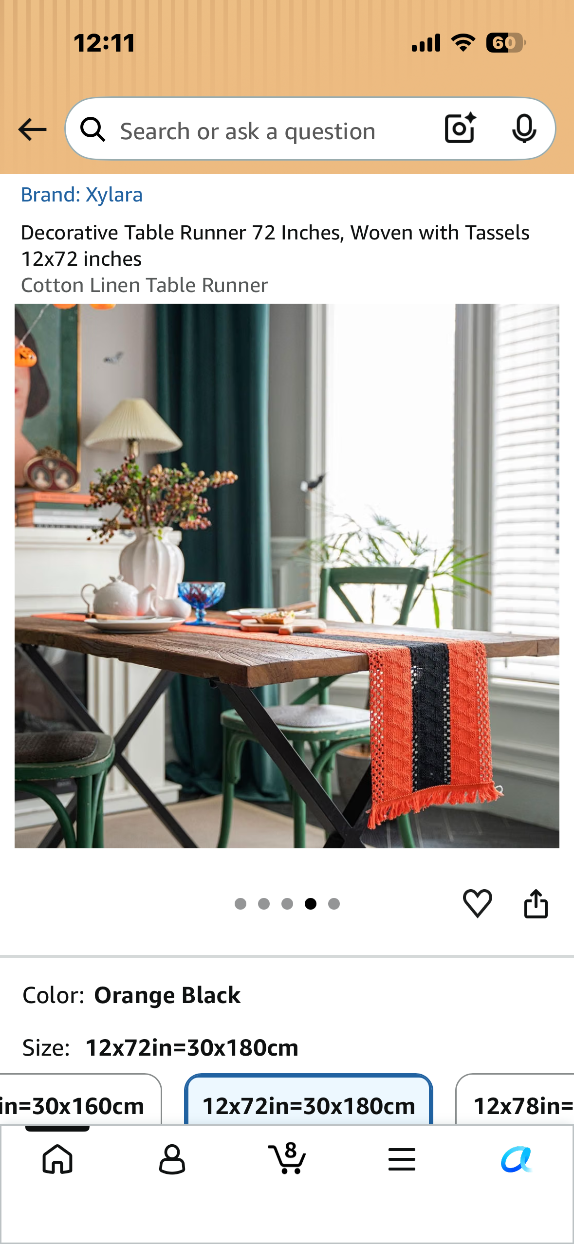Festive Decorative Table Runner, Woven with Tassels 12”x72”, Cotton Linen Table Runner