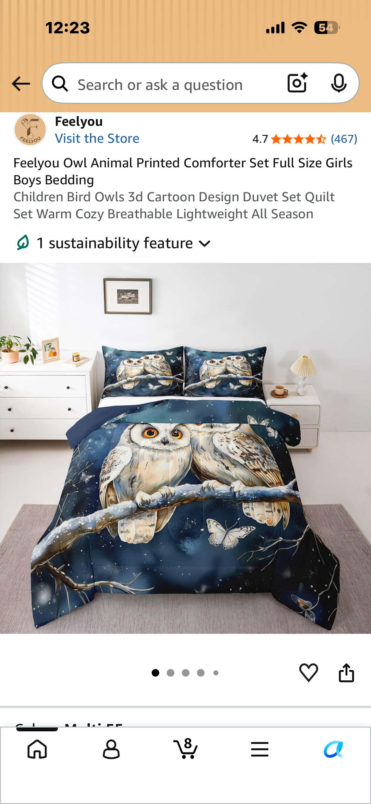 Feelyou Owl Animal Printed Comforter Set, Full Size 3d Cartoon Design, Duvet Set, Quilt Set, Warm Cozy Breathable Lightweight All Season