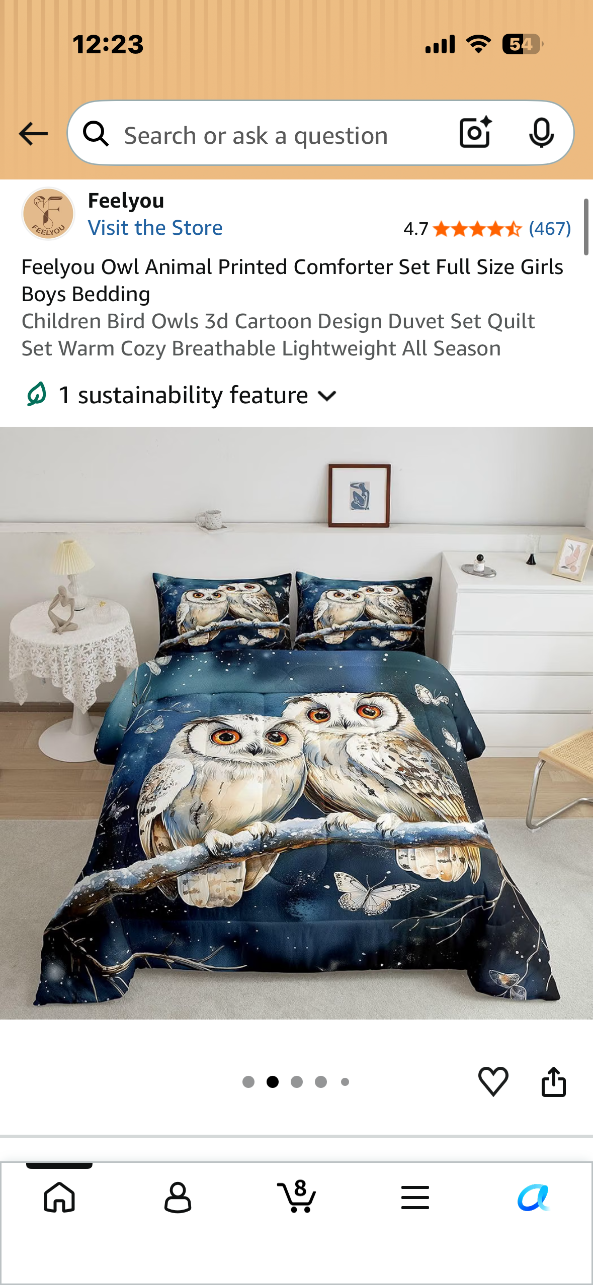 Feelyou Owl Animal Printed Comforter Set, Full Size 3d Cartoon Design, Duvet Set, Quilt Set, Warm Cozy Breathable Lightweight All Season