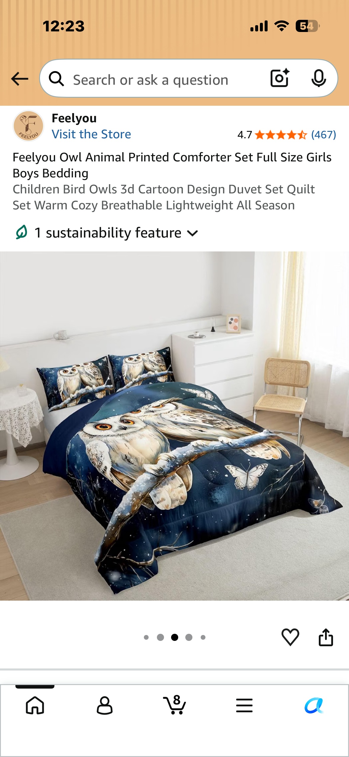 Feelyou Owl Animal Printed Comforter Set, Full Size 3d Cartoon Design, Duvet Set, Quilt Set, Warm Cozy Breathable Lightweight All Season