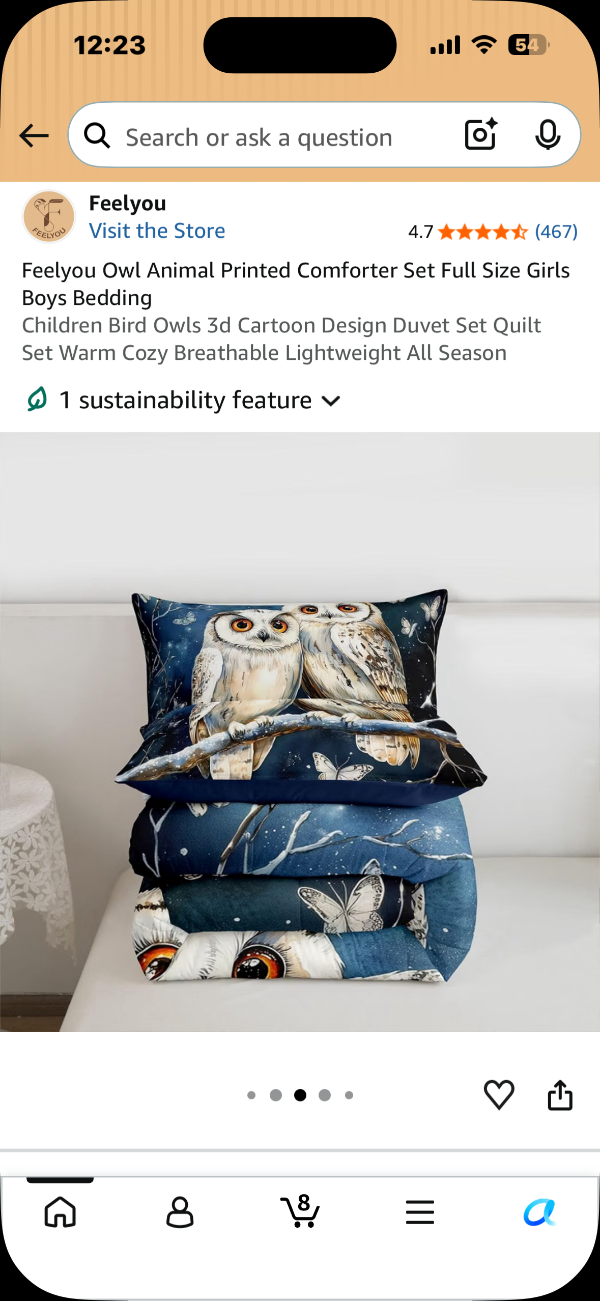Feelyou Owl Animal Printed Comforter Set, Full Size 3d Cartoon Design, Duvet Set, Quilt Set, Warm Cozy Breathable Lightweight All Season