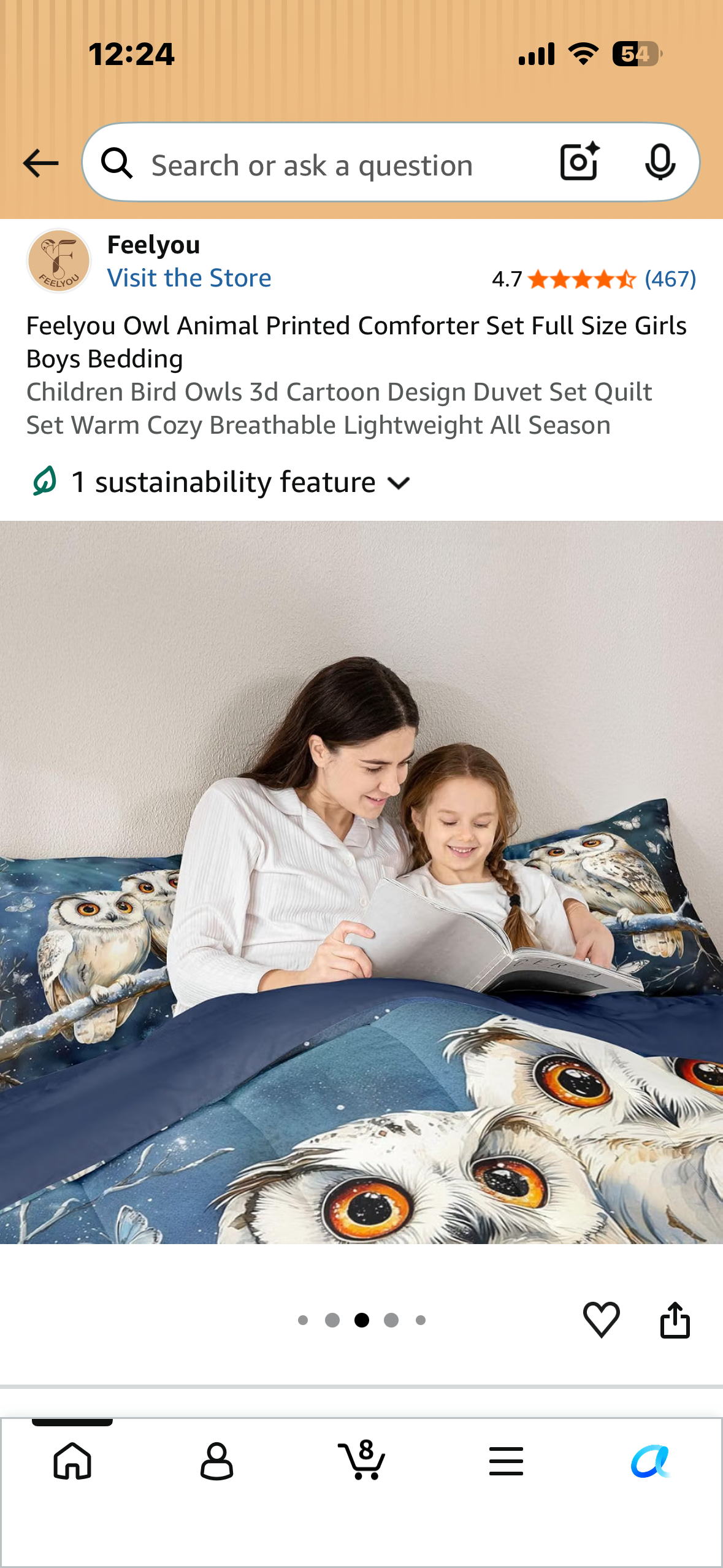 Feelyou Owl Animal Printed Comforter Set, Full Size 3d Cartoon Design, Duvet Set, Quilt Set, Warm Cozy Breathable Lightweight All Season