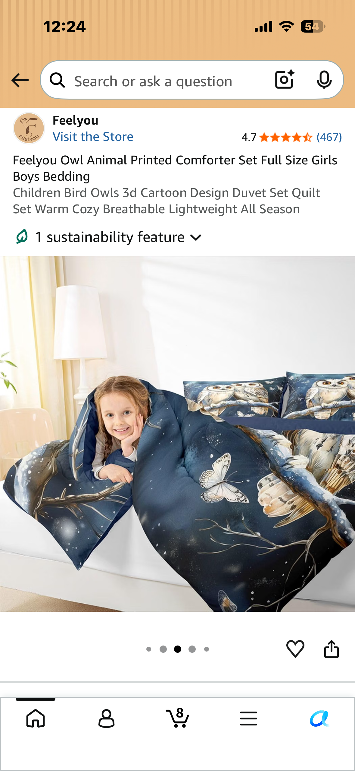 Feelyou Owl Animal Printed Comforter Set, Full Size 3d Cartoon Design, Duvet Set, Quilt Set, Warm Cozy Breathable Lightweight All Season
