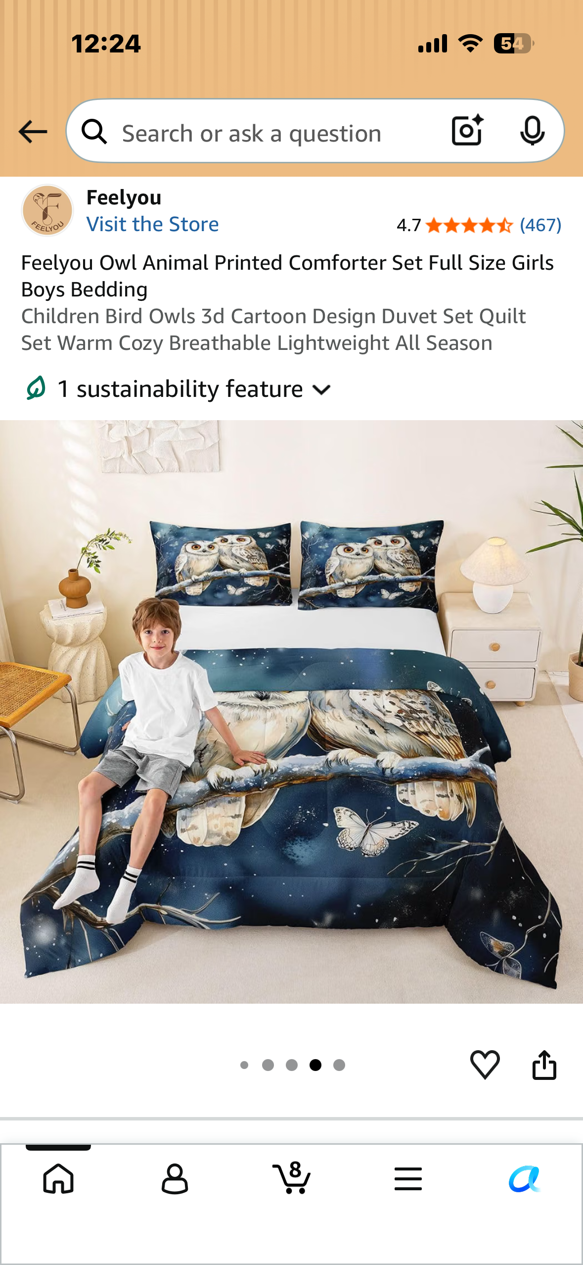 Feelyou Owl Animal Printed Comforter Set, Full Size 3d Cartoon Design, Duvet Set, Quilt Set, Warm Cozy Breathable Lightweight All Season