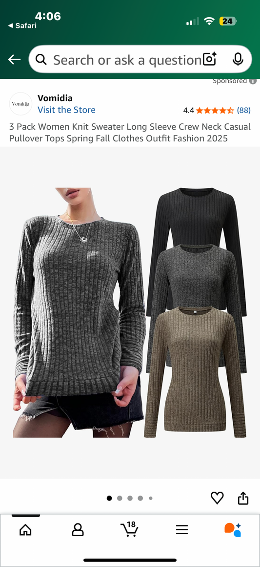 3 Pack Women Knit Sweater Long Sleeve Crew Neck Casual Pullover Tops Spring Fall Clothes Outfit Fashion (Size XL)