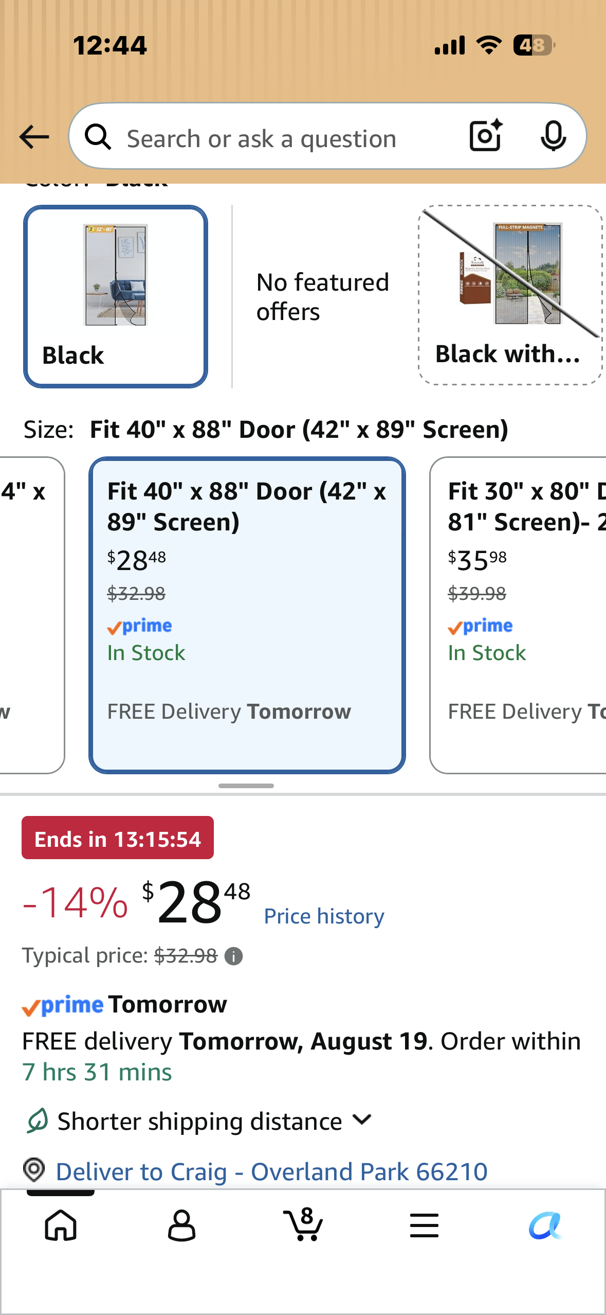 Yotache Magnetic Screen Door, Fits Door Size 40 x 88, Black Screen Size 42" x 89", Magnet Closure, For Walk Through Sliding Door