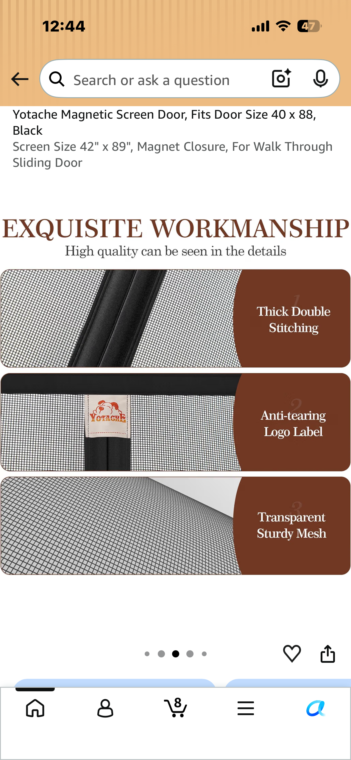 Yotache Magnetic Screen Door, Fits Door Size 40 x 88, Black Screen Size 42" x 89", Magnet Closure, For Walk Through Sliding Door