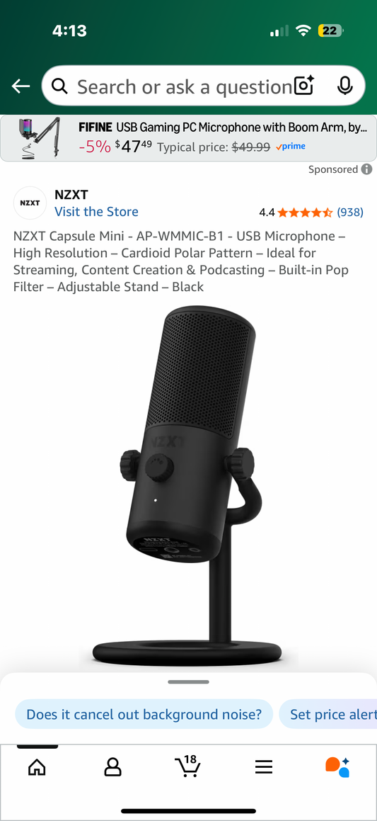 NZXT Capsule Mini - AP-WMMIC-B1 - USB Microphone – High Resolution – Cardioid Polar Pattern – Ideal for Streaming, Content Creation & Podcasting – Built-in Pop Filter – Adjustable Stand – Black