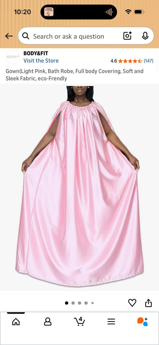 Gown(Light Pink, Bath Robe, Full body Covering, Soft and Sleek Fabric, eco-Friendly (One Size)