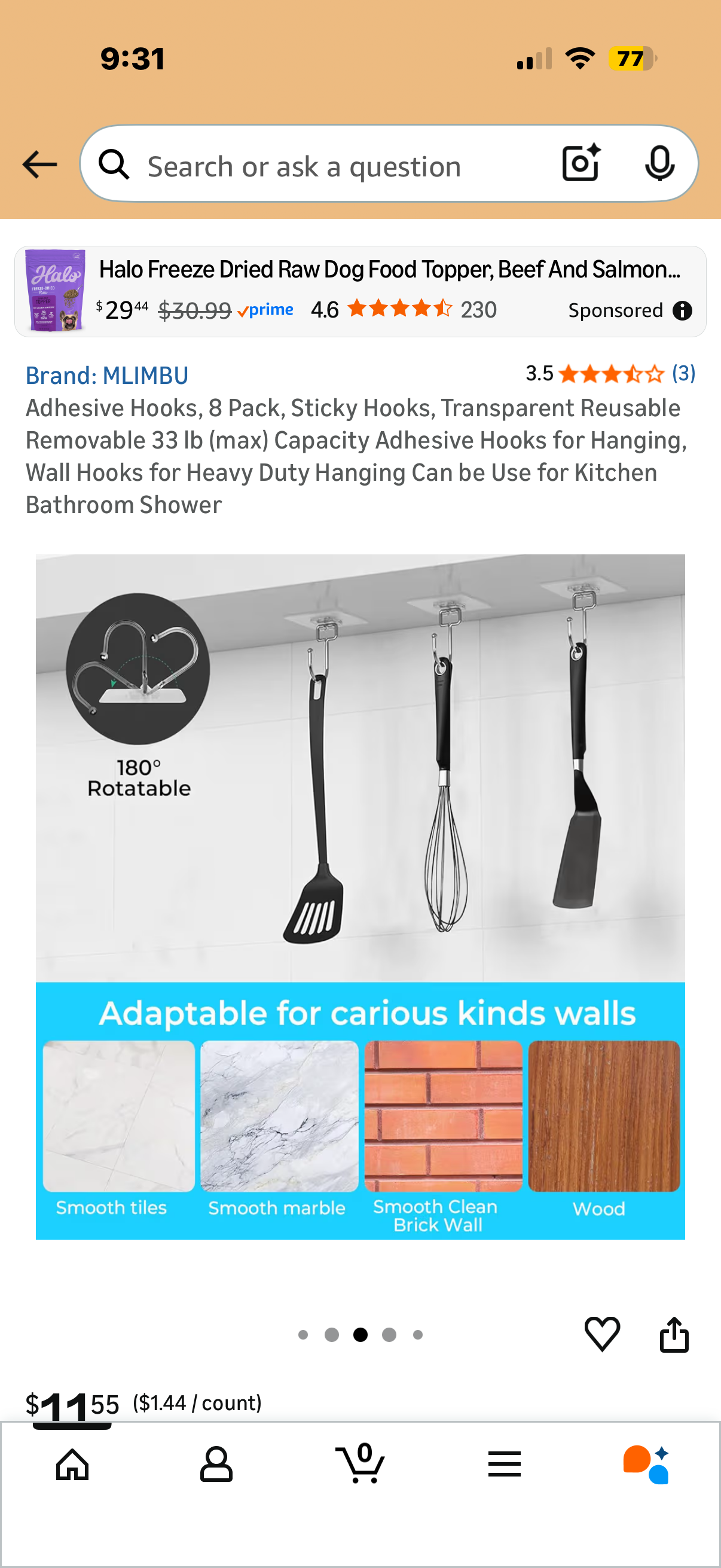 Pack of Adhesive Hooks, 8 Pack, Sticky Hooks, Transparent Reusable Removable 33 lb (max) Capacity Adhesive Hooks for Hanging, Wall Hooks for Heavy Duty Hanging Can be Use for Kitchen Bathroom Shower