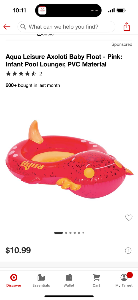 Aqua Leisure Axoloti Baby Float - Pink: Infant Pool Lounger, PVC Material