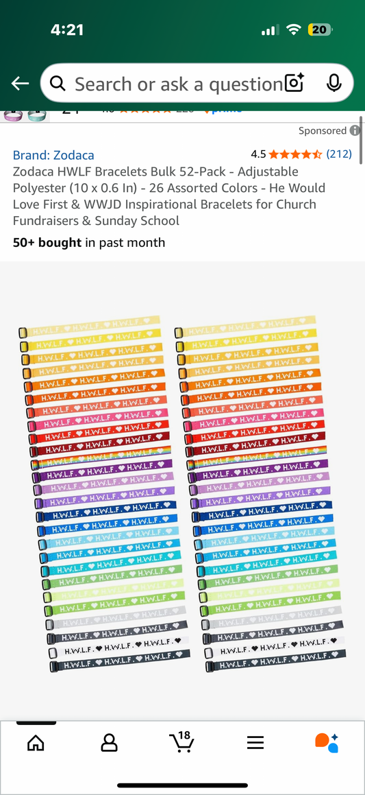 HWLF Bracelets Bulk 52-Pack - Adjustable Polyester (10 x 0.6 In) - 26 Assorted Colors - He Would Love First & WWJD Inspirational Bracelets for Church Fundraisers & Sunday School