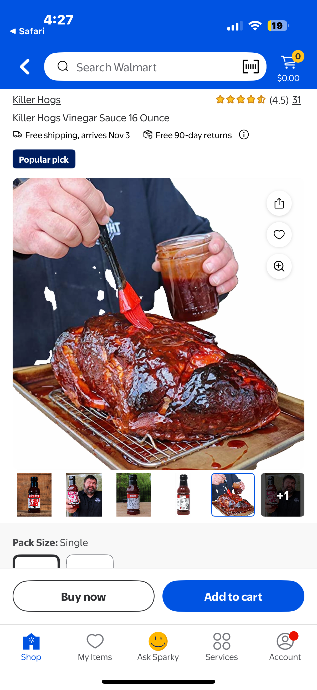 Killer Hogs Vinegar Sauce | Championship Grill and BBQ Sauce for Beef, Steak, Burgers, Pork, and Chicken | Sweet and Tangy and Spicy | 16 Ounces