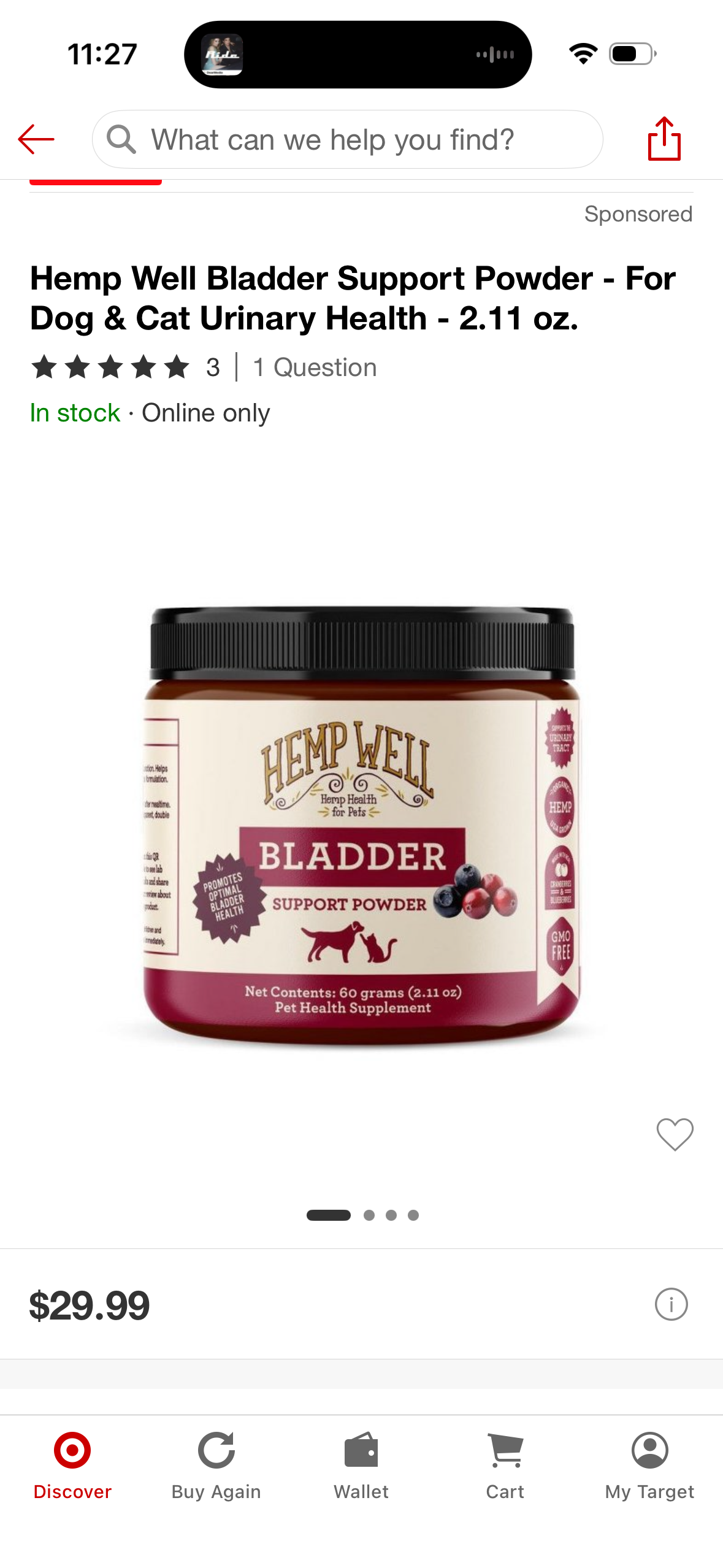 Hemp Well Bladder Support Powder - For Dog & Cat Urinary Health - 2.11 oz.
