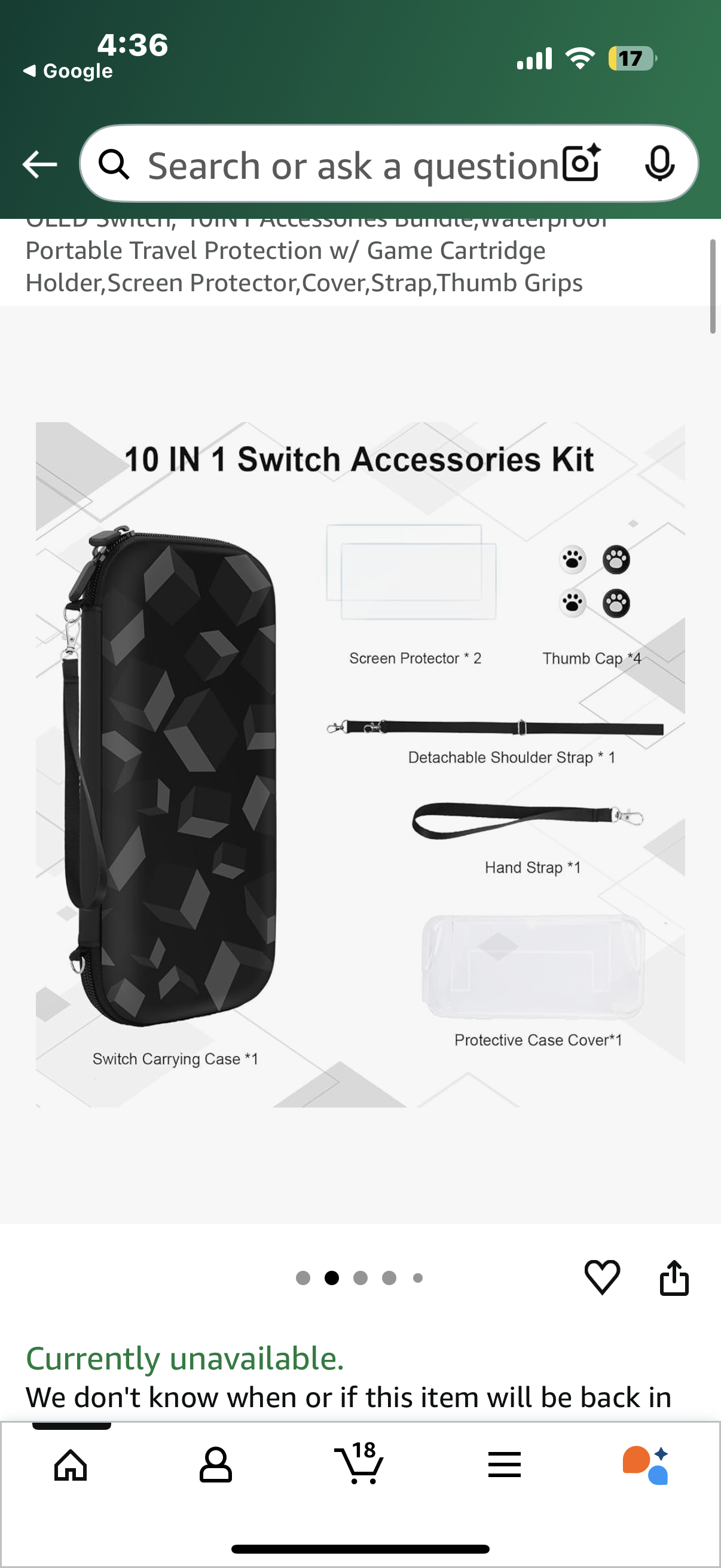 belle&birdie Protective Shell Carrying Case For Nintendo OLED Switch, 10IN1 Accessories Bundle,Waterproof Portable Travel Protection w/ Game Cartridge Holder,Screen Protector,Cover,Strap,Thumb Grips