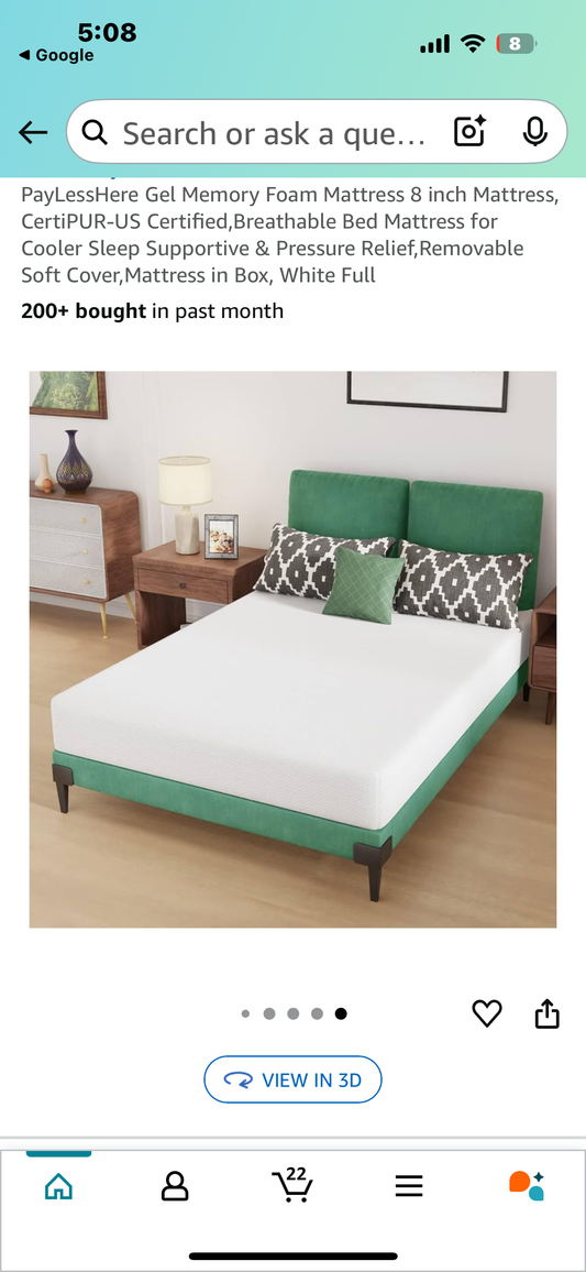 Full Size Memory Foam Mattress, 8” (B1011)