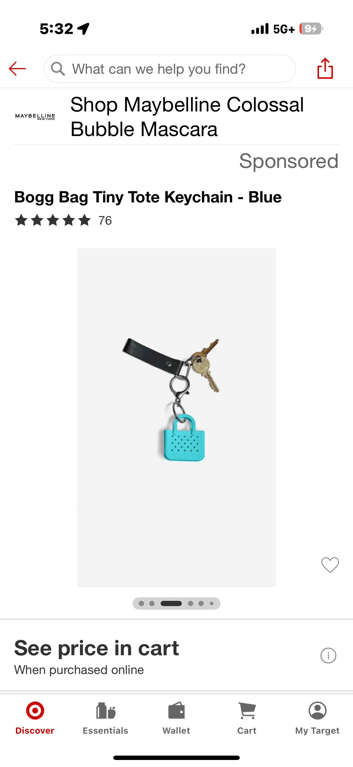 Tiny Tote Keychain Aqua