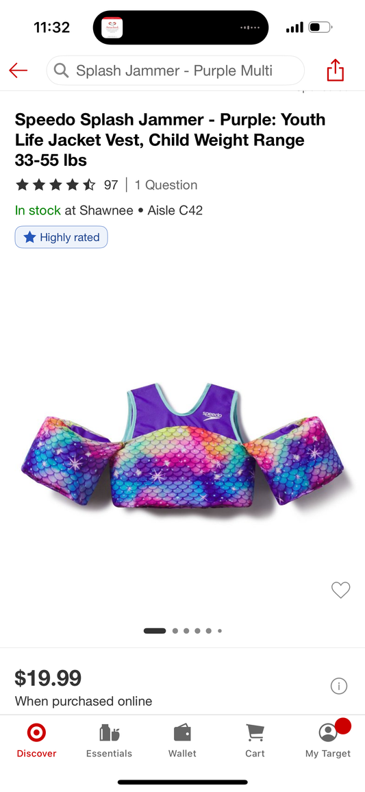 Speedo Splash Jammer - Purple: Youth Life Jacket Vest, Child Weight Range 33-55 lbs