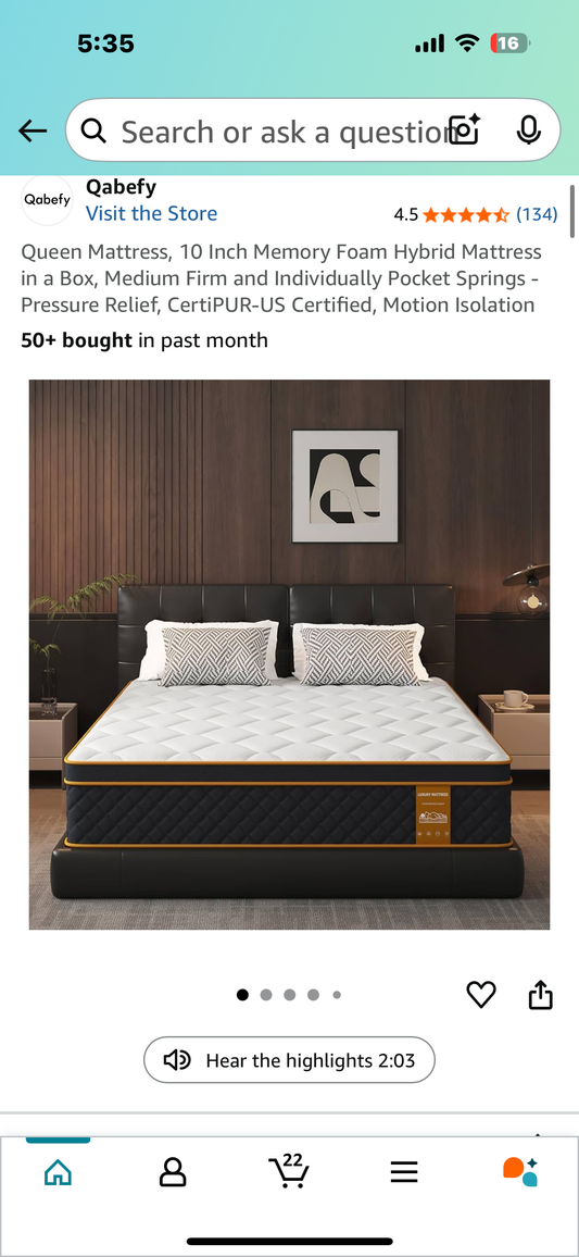 Queen Size Mattress, 10” (B1012)