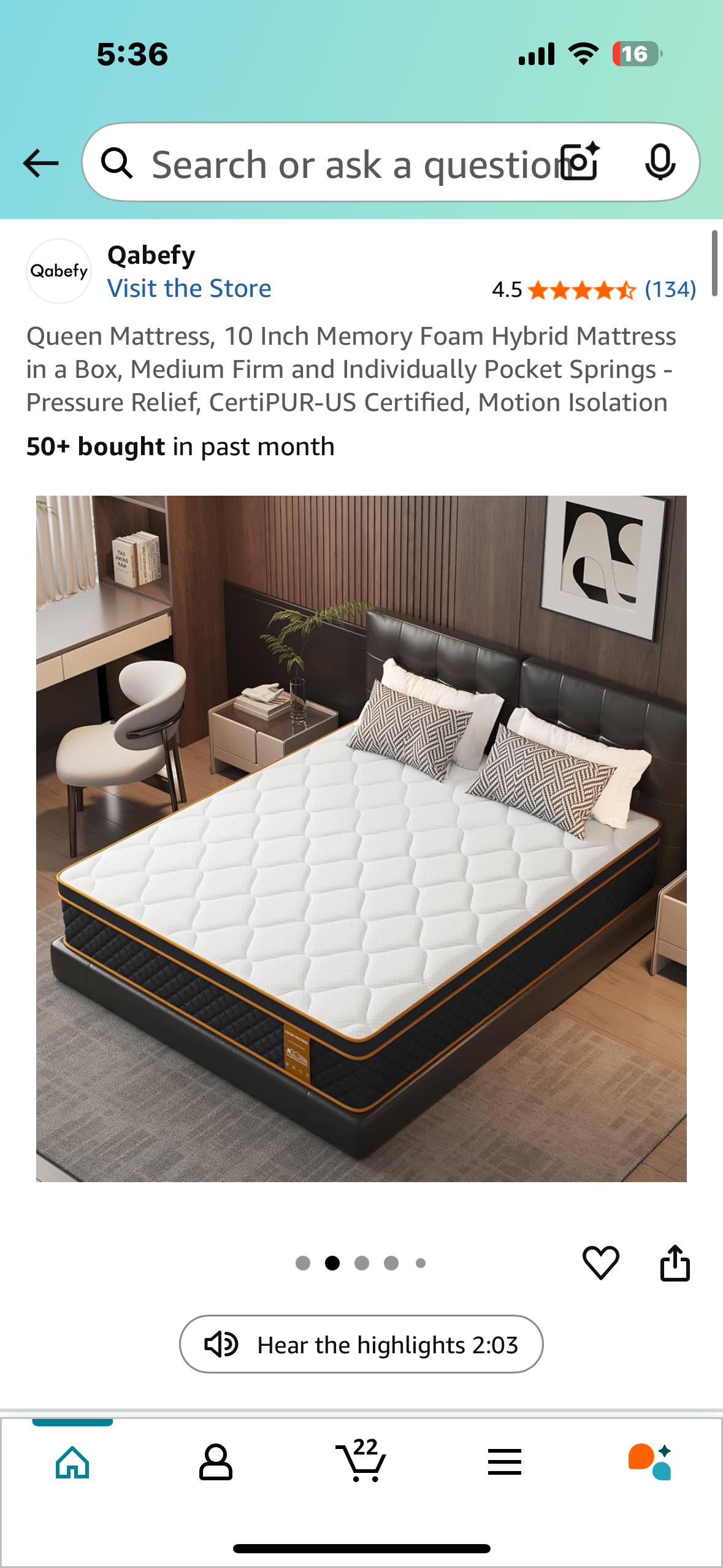 Queen Size Mattress, 10” (B1012)