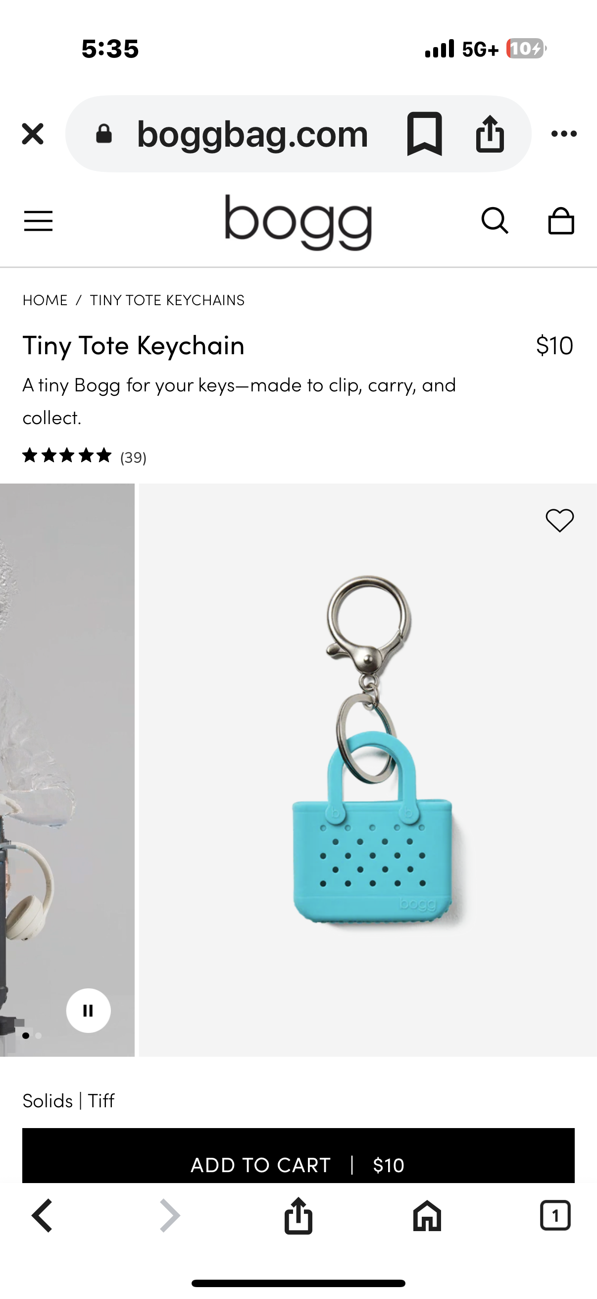 Tiny Tote Keychain Aqua