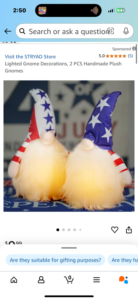 Lighted Gnome Decorations, 2 PCS Handmade Plush Gnomes