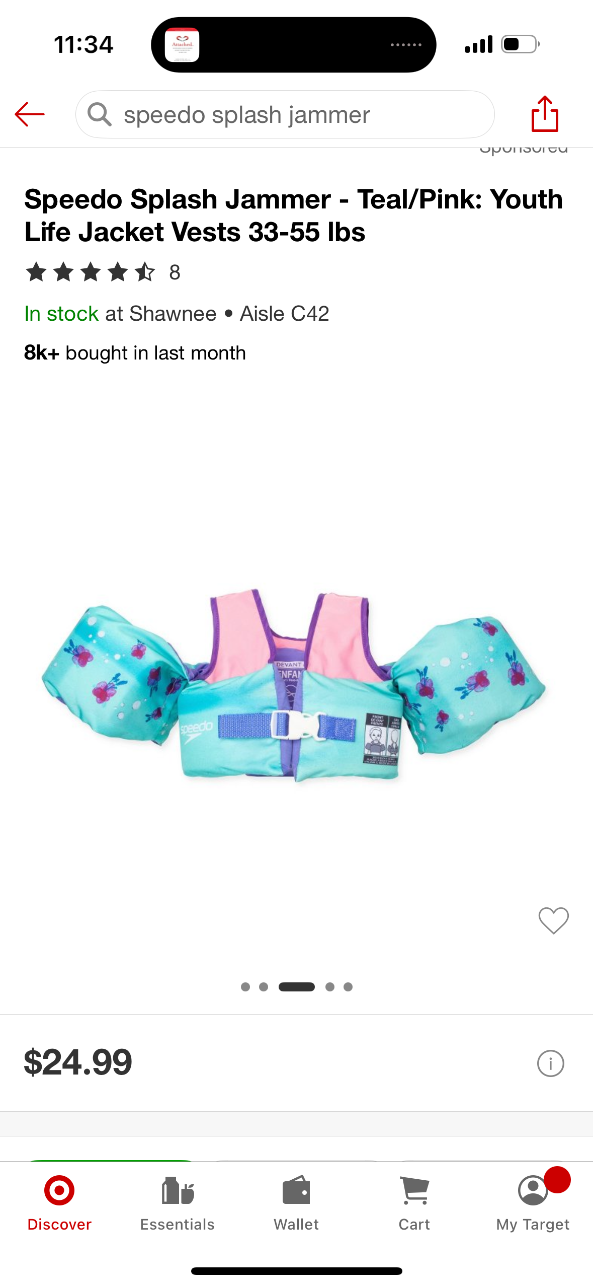Speedo Splash Jammer - Teal/Pink: Youth Life Jacket Vests 33-55 Ibs