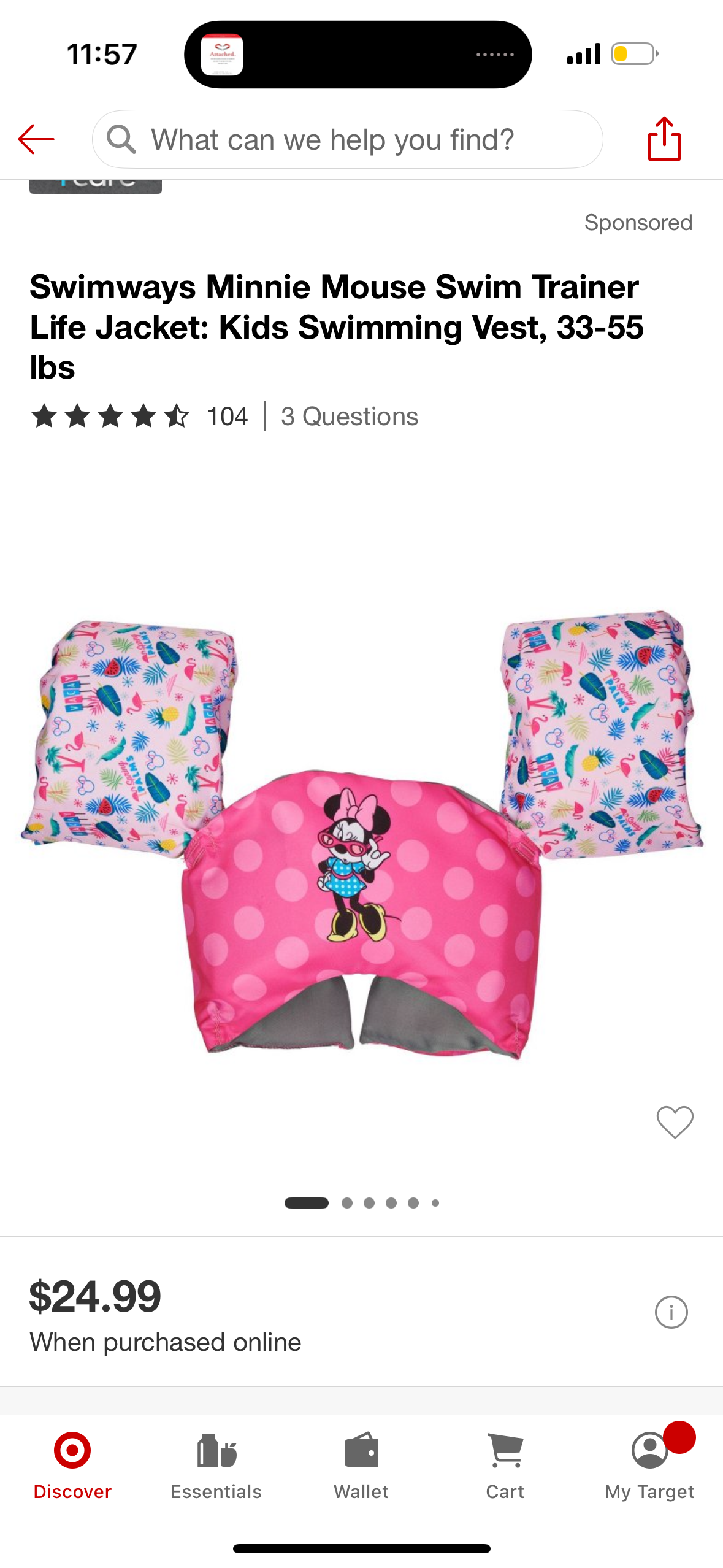 Swimways Minnie Mouse Swim Trainer Life Jacket: Kids Swimming Vest, 33-55 Ibs