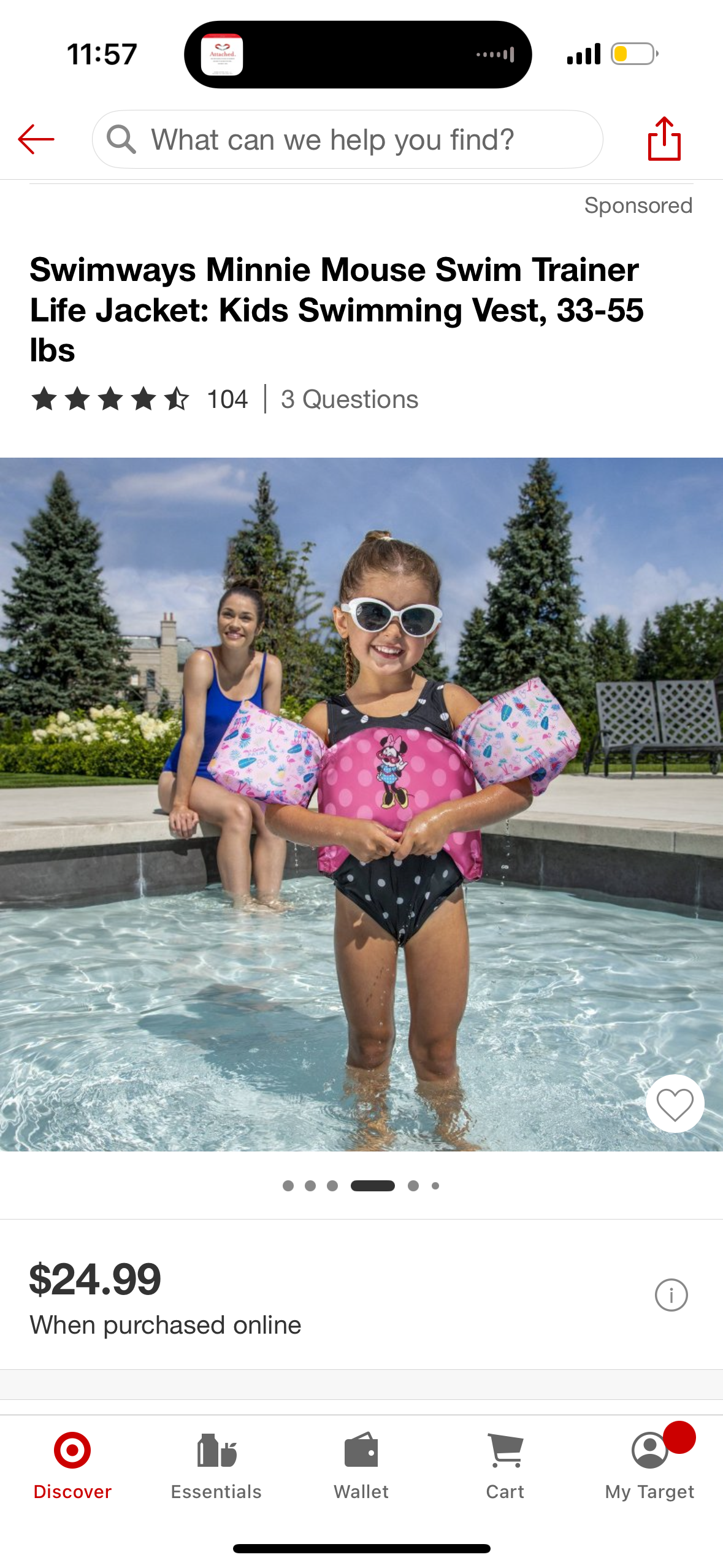 Swimways Minnie Mouse Swim Trainer Life Jacket: Kids Swimming Vest, 33-55 Ibs