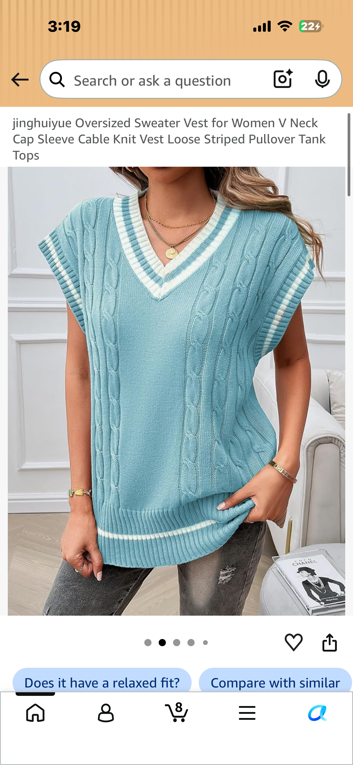 Oversized Sweater Vest for Women V Neck Cap Sleeve Cable Knit Vest Loose Striped Pullover Tank Tops (Size Small)
