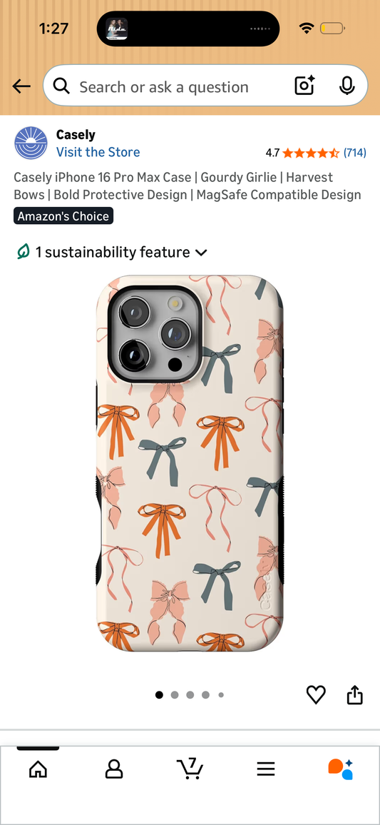 Casely iPhone 16 Pro Max Case | Gourdy Girlie | Harvest Bows | Bold Protective Design | MagSafe Compatible Design