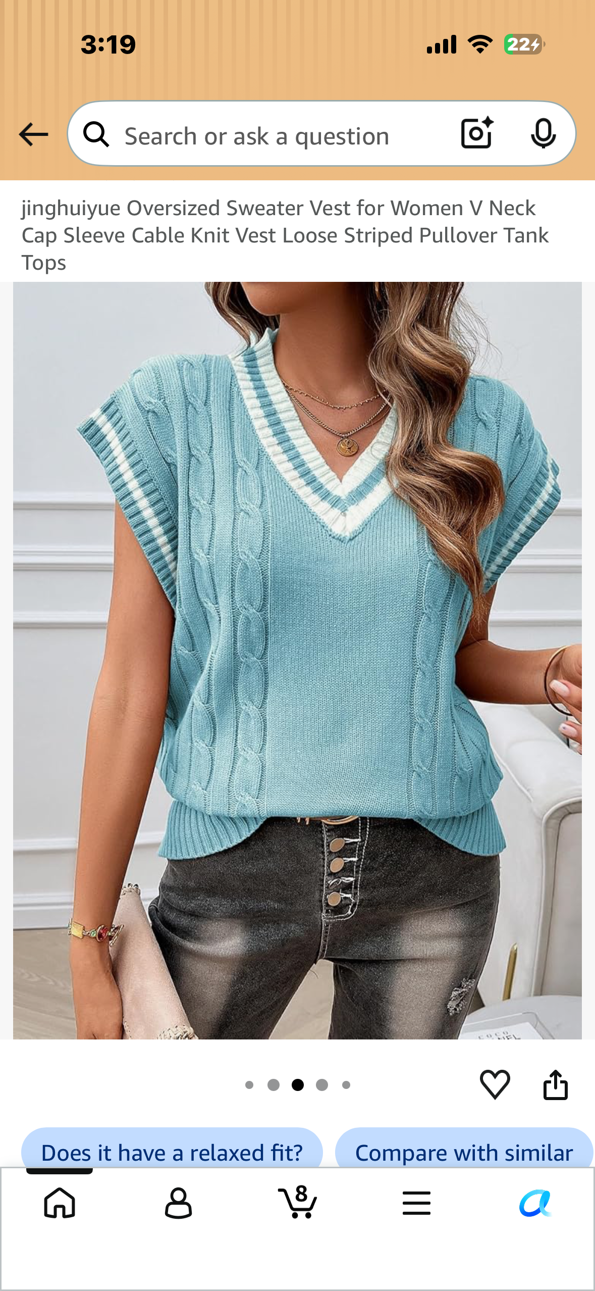 Oversized Sweater Vest for Women V Neck Cap Sleeve Cable Knit Vest Loose Striped Pullover Tank Tops (Size Small)