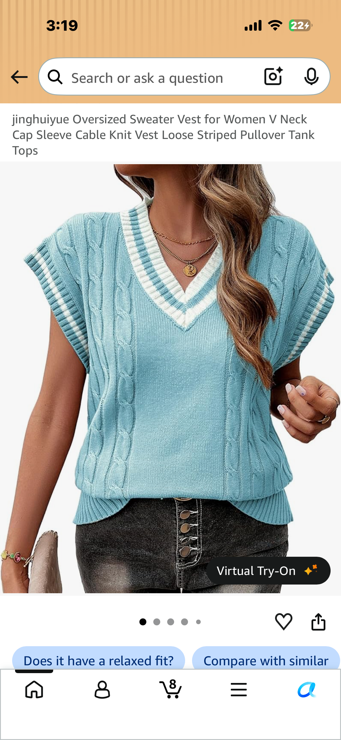 Oversized Sweater Vest for Women V Neck Cap Sleeve Cable Knit Vest Loose Striped Pullover Tank Tops (Size Small)