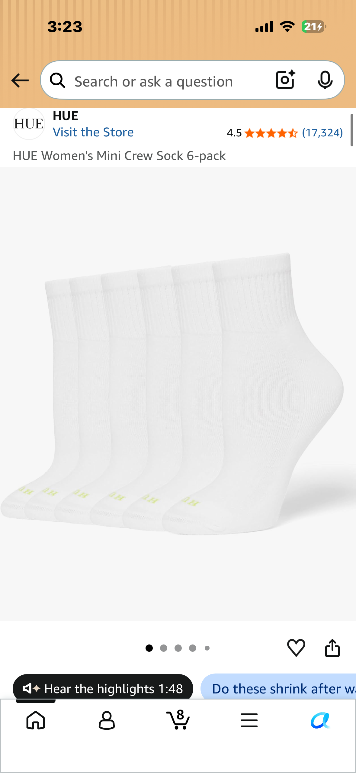 HUE Women's Mini Crew Sock 6-pack