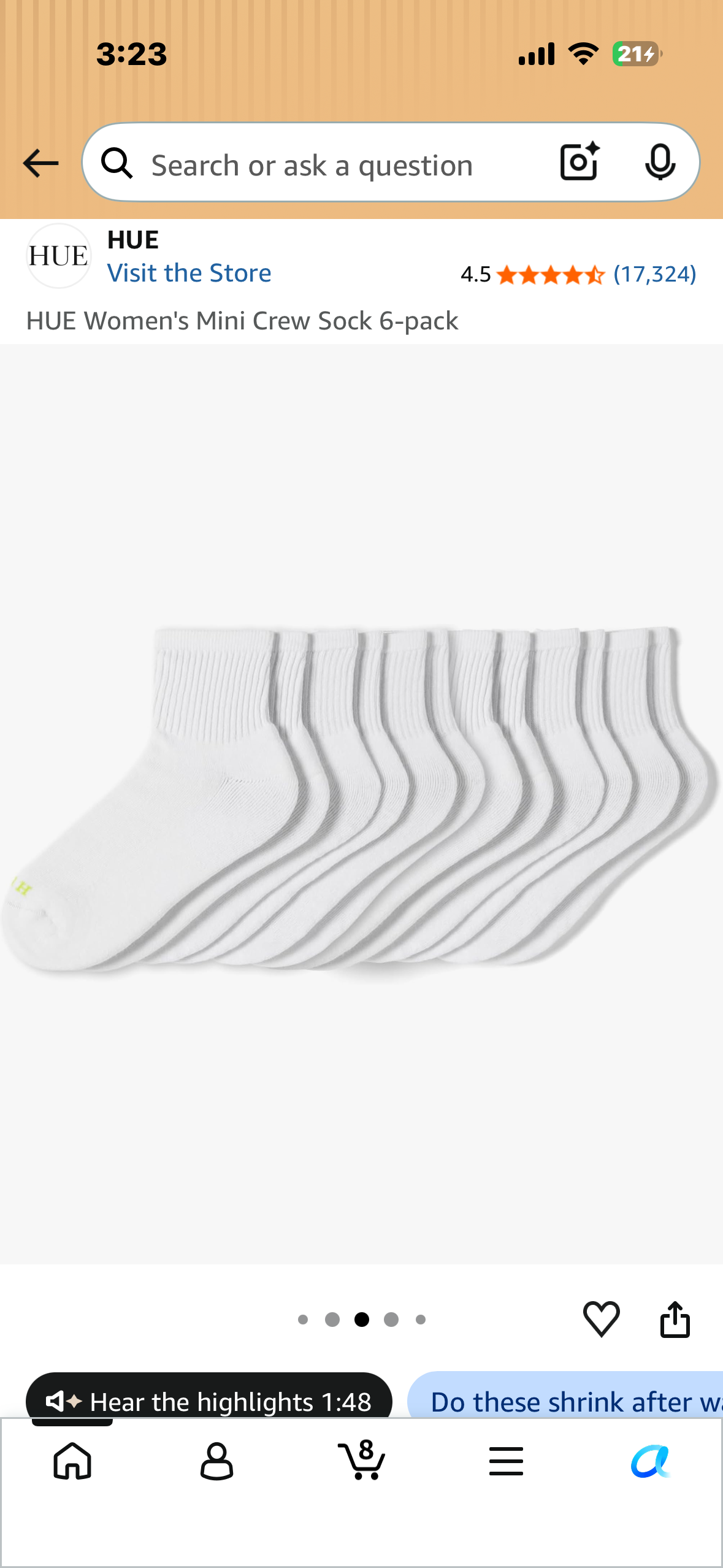 HUE Women's Mini Crew Sock 6-pack