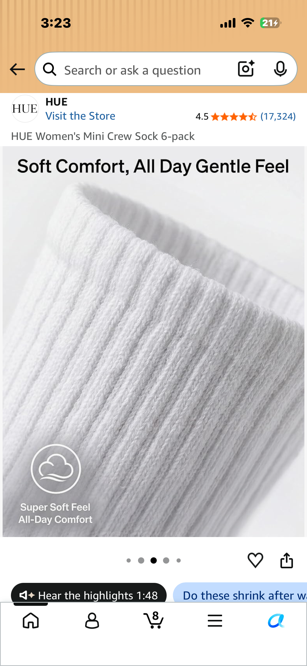 HUE Women's Mini Crew Sock 6-pack