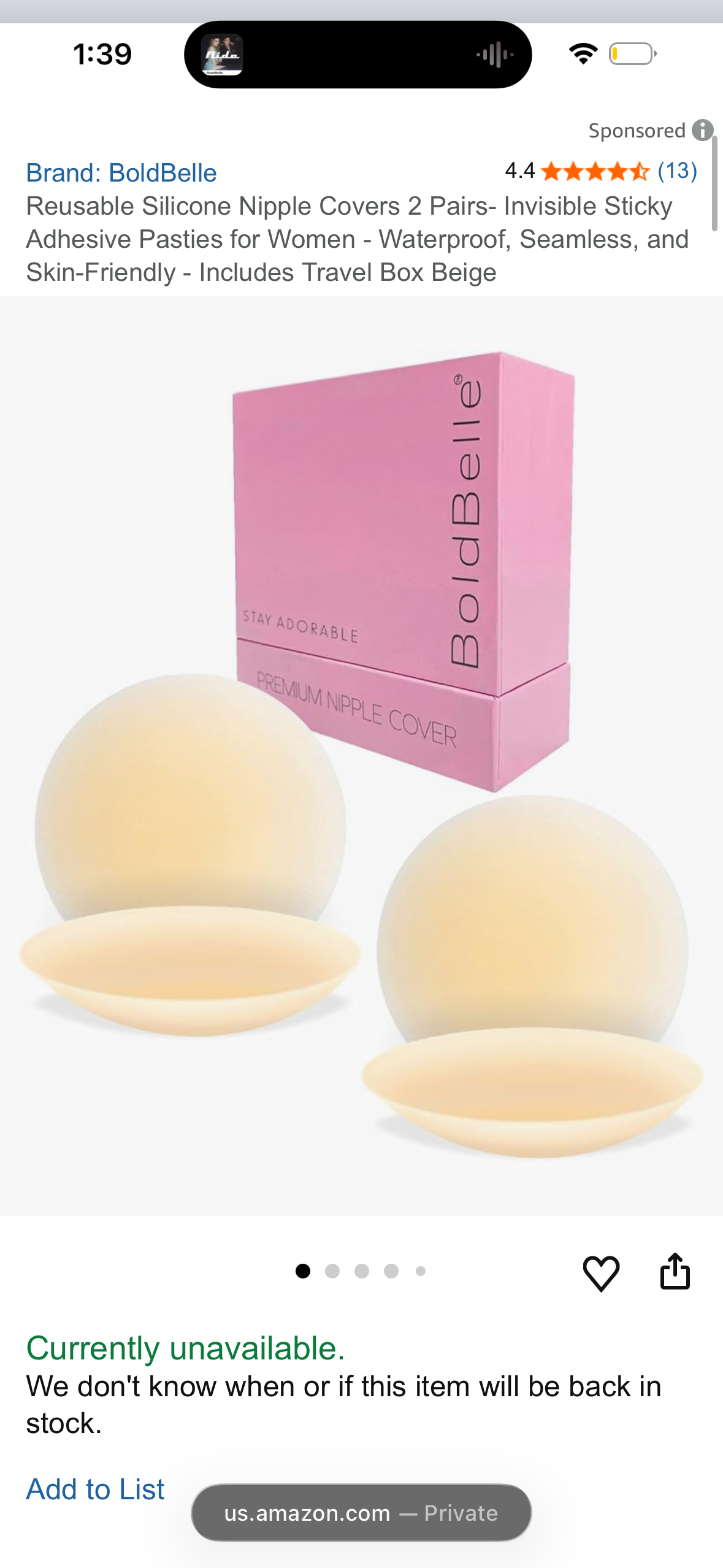 Reusable Silicone Nipple Covers 2 Pairs- Invisible Sticky Adhesive Pasties for Women - Waterproof, Seamless, and Skin-Friendly - Includes Travel Box Beige