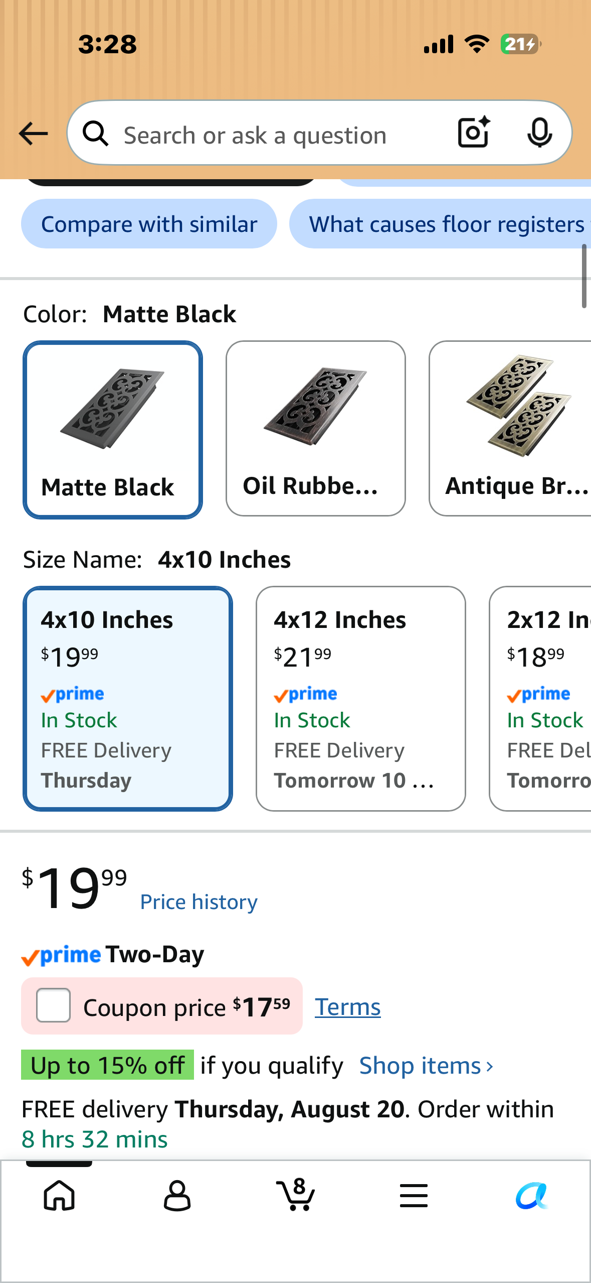 4x10 Inches Heavy Duty Walkable Floor Register Easy Adjust Air Supply Lever Floor Vents - Charlotte Design - Vent Cover for Home Floor - Matte Black