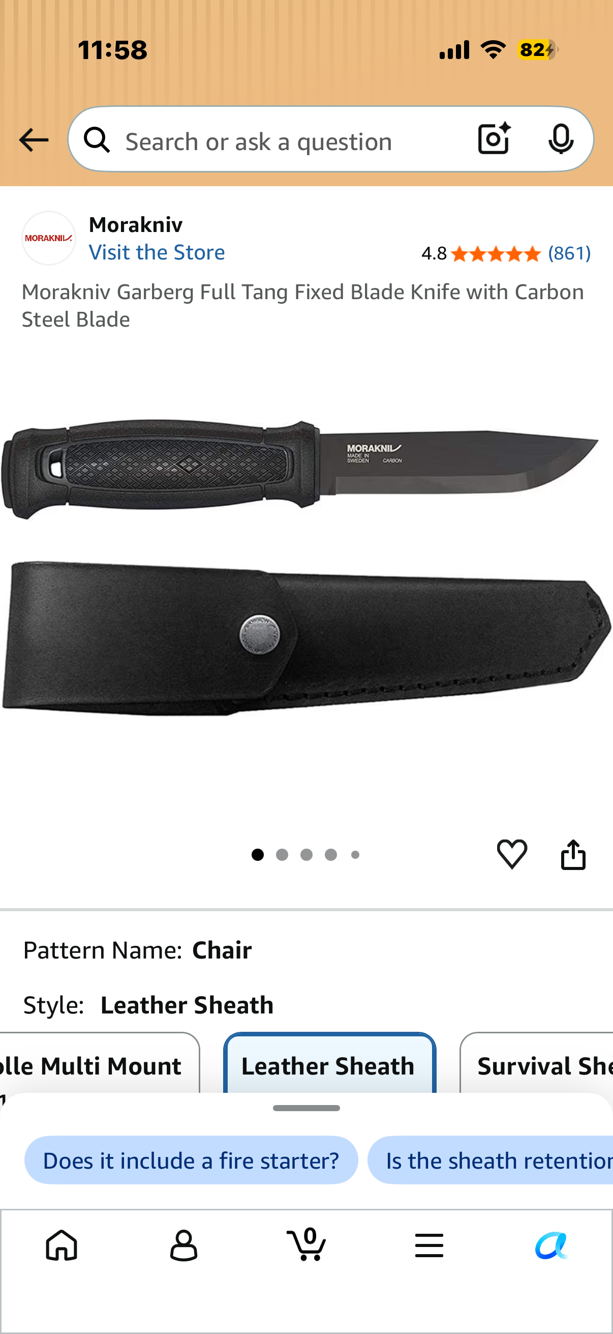 Morakniv Garberg Full Tang Fixed Blade Knife with Carbon Steel Blade