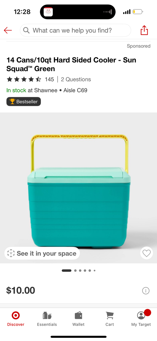 14 Cans/10qt Hard Sided Cooler - Sun Squad™ Green