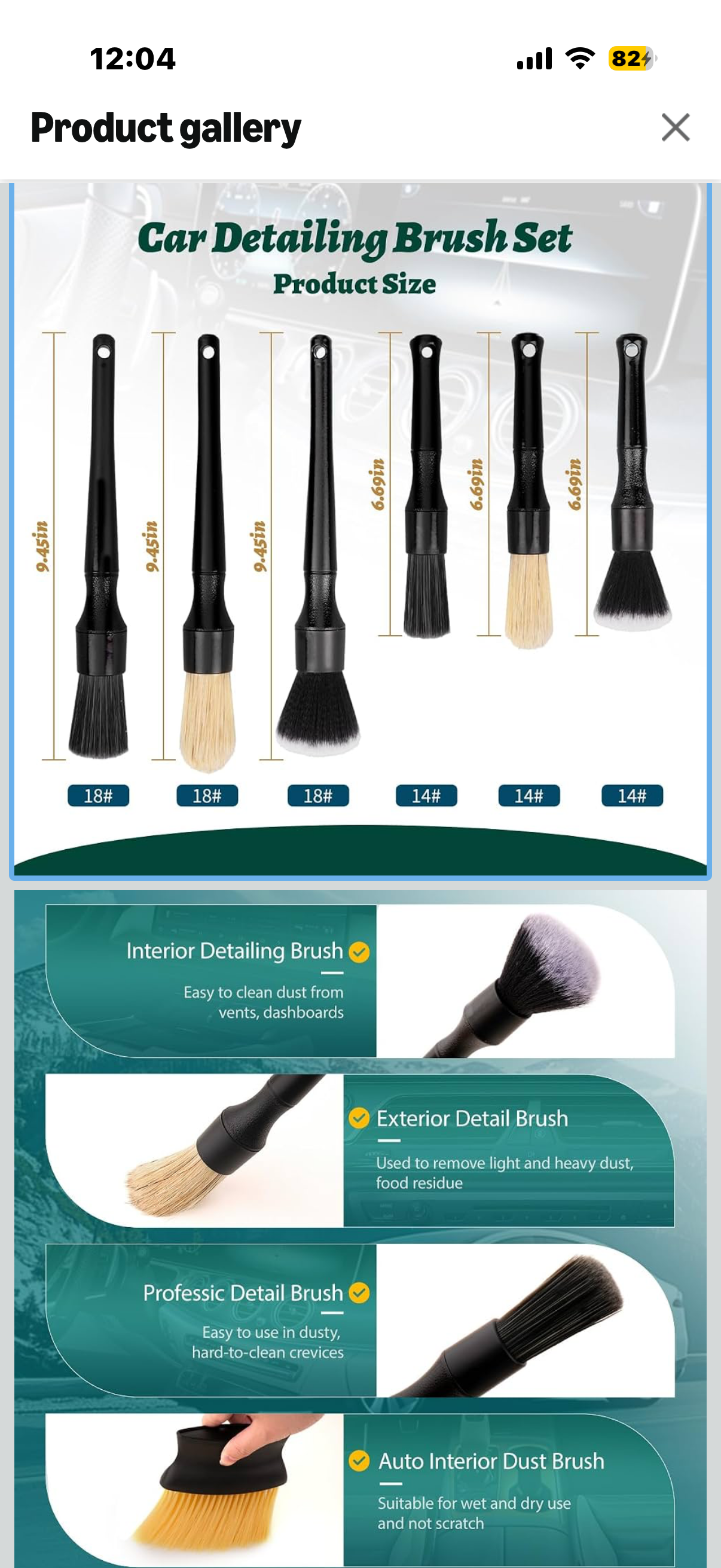 6PCS Car Detailing Brush Set, Ultra Soft Boars Hair Car Interior Detailing Brushes, Car Interior Detailing Kit for Cleaning Interior or Exterior, Car Accessories Interior Tools
