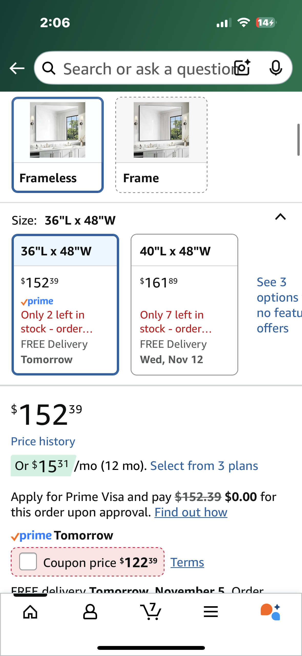 36” x 48” Frameless Mirror, Upgraded Shatterproof, Wall Mount, Vanity Mirror for Bedroom, Living Room, Entryway (M419)