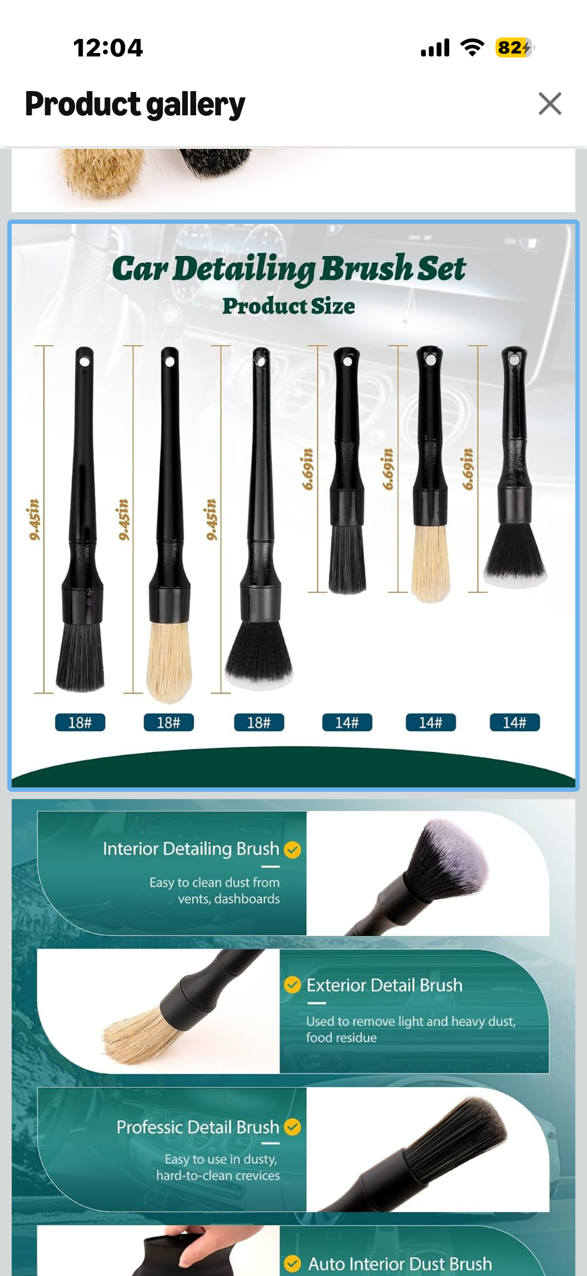 6PCS Car Detailing Brush Set, Ultra Soft Boars Hair Car Interior Detailing Brushes, Car Interior Detailing Kit for Cleaning Interior or Exterior, Car Accessories Interior Tools