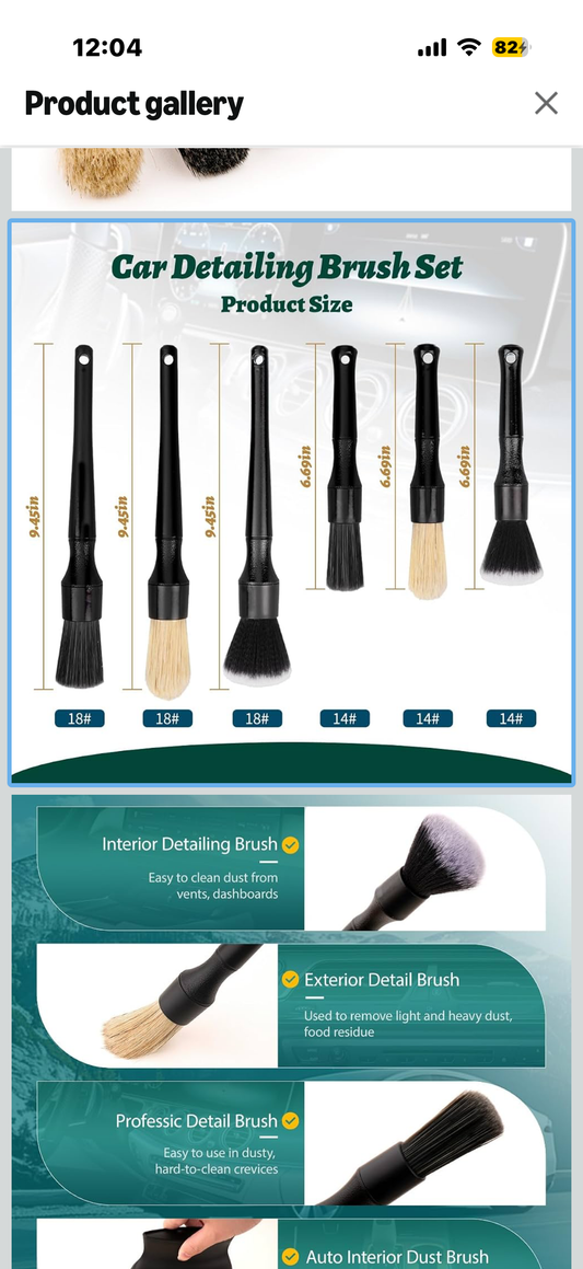 6PCS Car Detailing Brush Set, Ultra Soft Boars Hair Car Interior Detailing Brushes, Car Interior Detailing Kit for Cleaning Interior or Exterior, Car Accessories Interior Tools