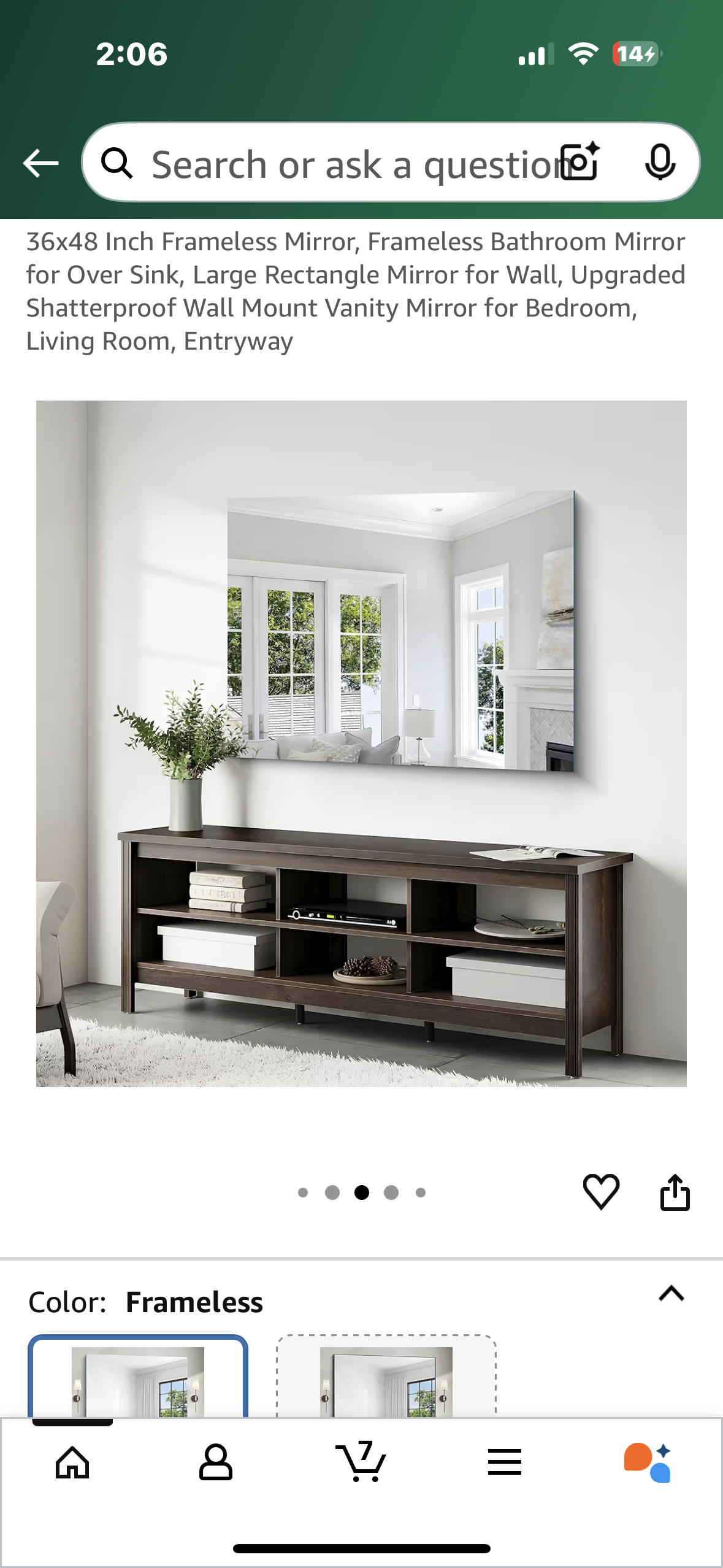 36” x 48” Frameless Mirror, Upgraded Shatterproof, Wall Mount, Vanity Mirror for Bedroom, Living Room, Entryway (M419)