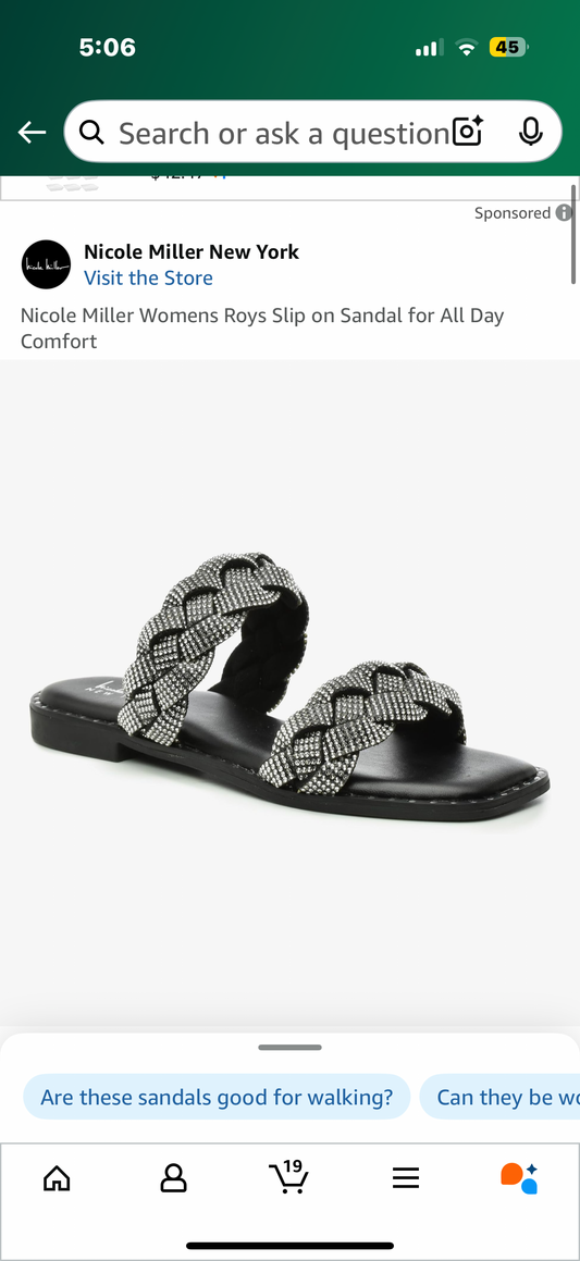 Nicole Miller Womens Roys Slip on Sandal for All Day Comfort (Size 8)